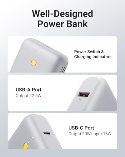 VOLTME Ultra-Slim 10000 m Ah Portable Power Bank – High-Speed 22.5 W USB-C & USB-A Dual Output Charger for i Phone 16/15/14/13/12, Samsung Galaxy S24/S23, i Pad & More – Travel-Ready Design with Enhanced Compatibility and Fast Charging Technology
