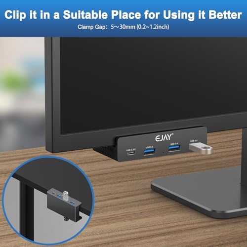 Upgrade Your Workspace with the EJAY 4-Port USB 3.0 Hub – Premium Aluminum Mountable Splitter for Lightning-Fast Data Transfer & Device Charging – Includes 59-Inch Data & 39-Inch Power Cables – Ideal for Effortless Connectivity with Monitors & Computers – Maximize Your Efficiency!