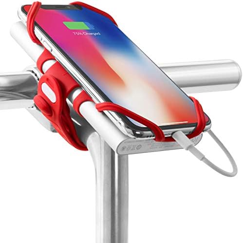 Revolutionize Your Ride with the BONE Bike Tie Pro Pack 1 – Premium Dual-Function Cell Phone & Power Bank Mount, Scratch-Resistant Silicone Holder, Sleek Universal Smartphone Compatibility for Effortless Navigation and Charging (Vibrant Red Finish) – Elevate Your Cycling Experience Today!