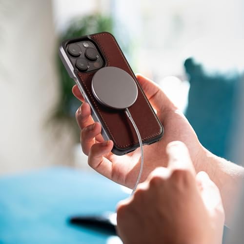 Dreem Empower Magnetic Wireless Charger Pad – High-Speed Mag Safe & Qi-Certified Charging Solution with Premium Vegan Leather Finish in Coffee – Effortless Device Alignment & Enhanced Overheat Protection for a Stylish, Tangle-Free Experience