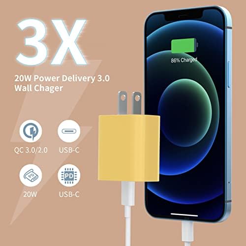 i GENJUN 4 Pack USB C Fast Charger Block – 20 W Power Delivery 3.0 Wall Adapter for i Phone 16/15/14, Galaxy & Pixel – Portable Type C Power Adapter for Air Pods Pro – Compact Travel Essential with Superior Speed and Compatibility