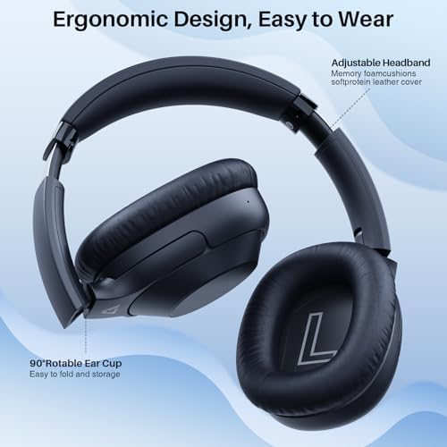 Lavales Bluetooth 5.2 Over-Ear Headphones with Hybrid Active Noise Cancellation – Perfect for Travelers and Professionals Seeking 90-Hour Battery Life, Unmatched Comfort & Versatile Wired/Wireless Audio Connectivity