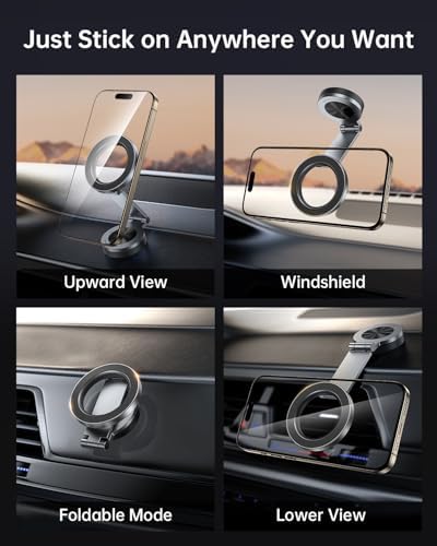 SYNCWIRE Mag Safe Car Mount – Ultimate 360° Rotating Magnetic Phone Holder for All Smartphones, Adjustable Metal Arm for Custom Positioning, Ultra-Strong Magnet for Secure Dash Installation, Perfect Companion for i Phone 16, 15, 14, 13 Pro Max – Elevate Your Driving Experience with Seamless Accessibility and Stability