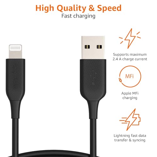 Premium 10 ft MFi Certified USB-C to Lightning Charging Cable for Apple i Phone – High-Speed Nylon Braided Design for Ultimate Durability and Flexibility – Fast Charge & Data Sync Capability in Sleek White Finish