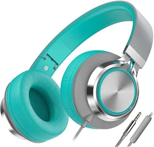 Premium AILIHEN C8 Kids Wired Headphones – Foldable On-Ear Design with Adjustable Volume Control and Built-In Microphone for Safe Listening – Perfect for School, Travel, and Home Use (Black/Blue) – Exceptional Sound Quality for Young Audiophiles and Learning Environments