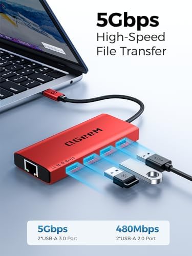 Unlock Seamless Connectivity with the QGee M 9-in-1 USB C Hub – The Ultimate Multi-Port Adapter for High-Speed Data Transfer, 4 K HDMI Output, and 100 W Power Delivery – Perfectly Compatible with Mac Book Pro, Air, i Pad, Dell, HP, Lenovo, and Chromebook – Compact, Stylish Blue Design for On-the-Go Professionals and Creatives