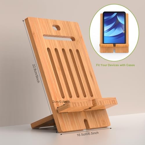 Pezin & Hulin Eco-Friendly Bamboo Adjustable Tablet Stand – Premium Multi-Angle Holder for i Pads, Smartphones, and E-Readers (Fits Devices 4.7″ to 13″) – Transform Your Workspace with Stylish Comfort and Enhanced Viewing Experience