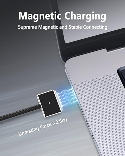 Magnetic USB-C Charging Cable (2 m) – Midnight Blue – Fast 3-in-1 Charge for Mac Book Air & Pro – Effortless Magnetic Connection, Durable Design for Ultimate Convenience – Perfect for Home & Office Use