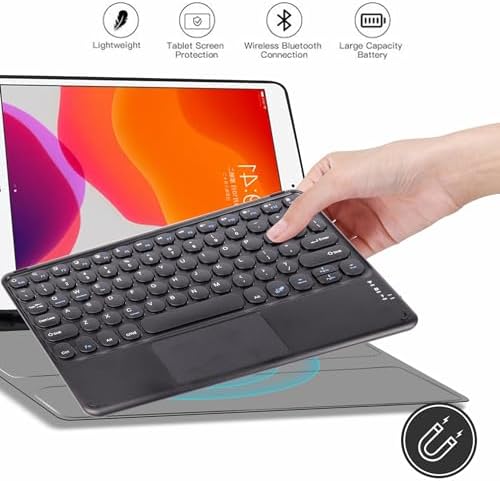 Portable Wireless Bluetooth Keyboard with Touchpad – 10-Inch Rechargeable Slim Design for i Pad Pro, Air, Mini & More | Stylish Purple Finish for Enhanced Productivity on i OS, Android & Windows Devices