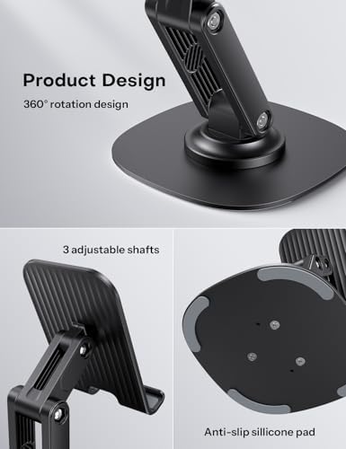 OMOTON Cell Phone Stand for Desk, 2 Pack Adjustable Foldable Phone Holder, 360 Swivel Mobile Stand Fit for iPhone 15 14 13 12 11 Pro Max and All Smart Phones, White & White – Enhanced Compatibility and Speed