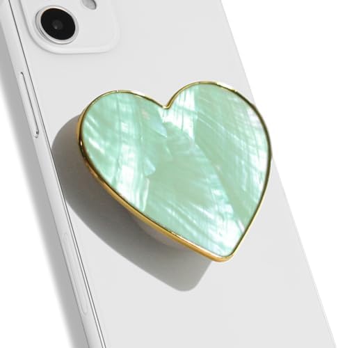 Chic Natural Seashell Heart-Shaped Phone Grip and Stand – Elegant Crème Mobile Accessory for Smartphones and Tablets – Ideal Collapsible Holder for Trendsetters Seeking Style and Functionality – Durable, Portable Design for Effortless Hands-Free Viewing
