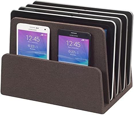 Eco-Conscious Bamboo Multi-Device Organizer: Five-Slot Desk Solution for Laptops, Tablets, and Smartphones – Streamlined Charging & Tidy Cable Management for a Sophisticated Workspace, Lightweight & Travel-Friendly