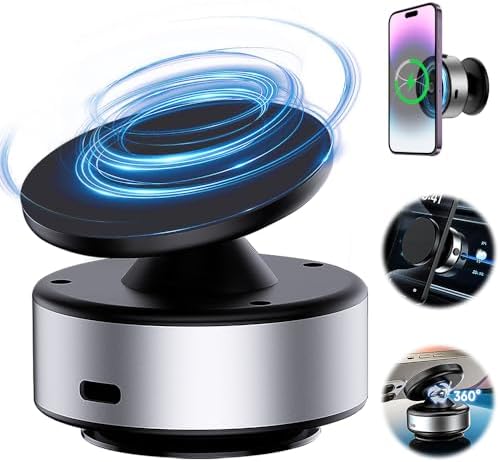 Revolutionary 360° Rotatable Electric Suction Cup Phone Mount with Magnetic Wireless Charger – Premium Vacuum Holder for Car, Gym, and Home | Mag Safe-Compatible Silver Design for Effortless Device Access and Enhanced Safety Revolutionary 360° Rotatable Electric Suction Cup Phone Mount with Magnetic Wireless Charger – Premium Vacuum Holder for Car, Gym, and Home | Mag Safe-Compatible Silver Design for Effortless Device Access and Enhanced Safety