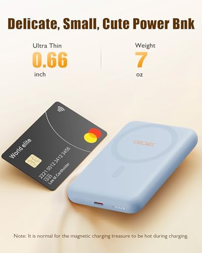 Ultra-Slim 10,000 m Ah Mag Safe Power Bank – 15 W Magnetic Wireless Charger with PD 20 W Fast Charging for i Phone 12-16 Series – Compact Beige Design for Effortless Portability & Simultaneous Dual Device Charging – Includes 22.5 W USB-C Cable for Quick Top-Ups and Hassle-Free Use