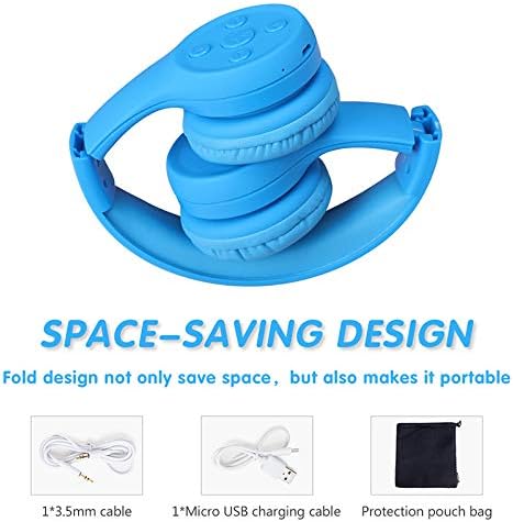 Light Blue Kids Bluetooth Headphones – Safe 93 d B Volume Limitation for Ear Protection – Foldable & Travel-Friendly Design – Built-in Microphone for Hands-Free Calls – Comfortable Wireless Headphones for Toddlers and Children – Perfect for School, Home, and Fun Activities