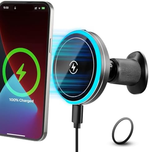 for 15W MagSafe Car Mount Charger,Magnetic Wireless Car Charger for iPhone 16/15/14/13/12 Series, Auto- Magnetic Tight Phone Holder with Fast Charging, Secure Air Vent, 360° Adjustable,(A10K) – Enhanced Compatibility and Speed