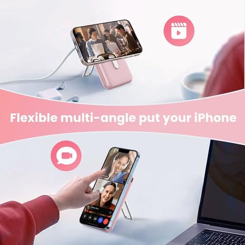 Sleek Pink Wireless Power Bank – 10,000 m Ah Magnetic Charger with PD 15 W Fast Charging, Lightning & USB-C Compatibility for i Phone 16 Pro Max/15/14 Series & Android Devices – Ultimate Portability & Enhanced Charging Speed