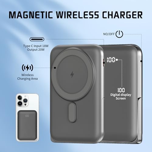 Mag Safe Portable Charger by EKR – 10,000 m Ah Fast Charging Power Bank with PD 20 W, Magnetic Attachment & Zinc Alloy Stand – Ultimate Wireless Charging Solution for i Phone 16/15/14/13/12 Series & Samsung Devices – Reliable, Compact, and Stylish Power Supply for On-the-Go Users