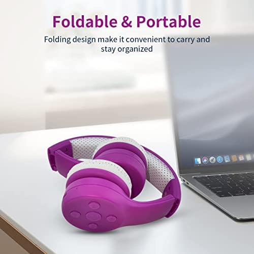 Light Blue Kids Bluetooth Headphones – Safe 93 d B Volume Limitation for Ear Protection – Foldable & Travel-Friendly Design – Built-in Microphone for Hands-Free Calls – Comfortable Wireless Headphones for Toddlers and Children – Perfect for School, Home, and Fun Activities