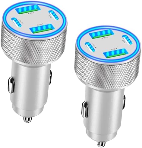 KYOHAYA 90 W Car Charger Bundle – 4-Port USB-C & USB-A Fast Charging Adapter for i Phone 16/15/14/13/12/11 Pro, Galaxy S25/S24, Google Pixel – High-Speed Dual Charging Solution for Road Trips and Daily Commutes – Durable, Compact Design for Enhanced Compatibility and Performance