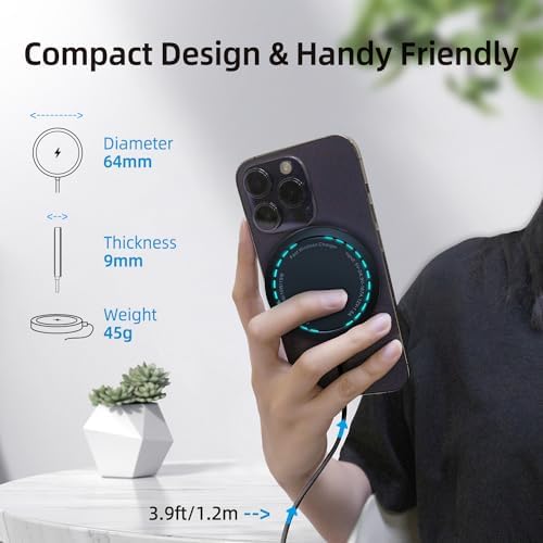 Magnetic Fast Wireless Charger Pad for i Phone 16/15/14/13/12 – 15 W Max Power, Sleek Purple Design, USB-A Compatibility for Effortless Charging Solutions