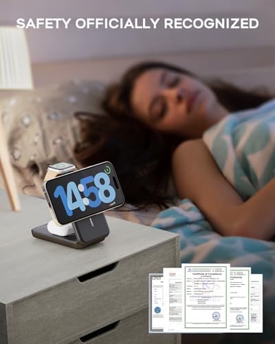 RORRY 10,000 m Ah 3-in-1 Portable Charging Station – Versatile Mag Safe Power Bank for i Phone 12-16 & Apple Watch 5-Ultra 2 – Compact, Foldable Design for Effortless Travel – Dual Charging Ports for Enhanced Efficiency and Speed