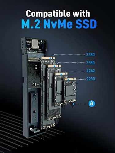 High-Speed M.2 NVMe SSD Enclosure with USB C Adapter – 10 Gbps Transfer Rate, UASP & Trim Support for M-Key (B+M Key) SSDs (2230/2242/2260/2280) – Portable, Durable Solution for Data Backup & Storage Expansion