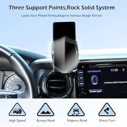 Magnetic Suction Car Phone Mount for Tacoma 2016-2022 – Hands-Free Dashboard & Vent Holder with Retractable Stand for Ultimate Accessibility and Safety in Black – Perfect Fit for Navigation and Calls