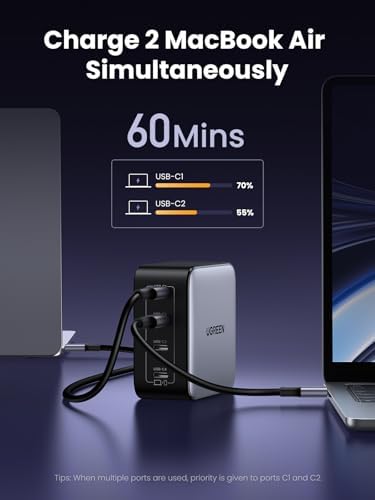 UGREEN Nexode 100 W Ga N USB-C Charger Block – Compact 4-Port Fast Charging Power Adapter for Mac Book Pro/Air, Dell XPS, i Phone 15/16, Galaxy S23/S24, i Pad Air, Pixel 8 & Steam Deck – Superior Efficiency, Enhanced Safety & Universal Device Compatibility