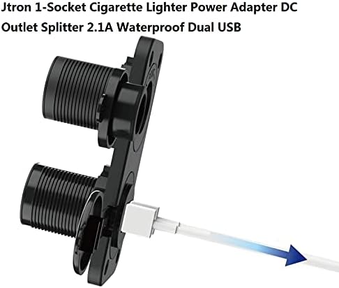 Jtron Waterproof Dual USB Cigarette Lighter Power Adapter – Reliable 12 V/24 V Splitter for RVs, Cars, and Boats with 2.1 A Fast Charging – Compact and Durable On-the-Go Charging Solution for Smartphones, Tablets, and More