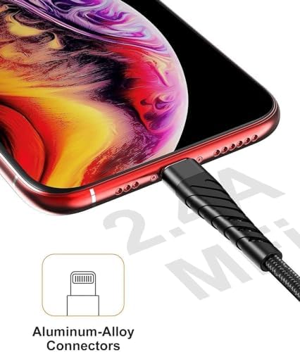 Cyven Smart 3-Pack 6 Ft MFi Certified Lightning Cables – Fast Charging USB A to Lightning Cords for i Phone 14/13/12/11/XS/XR/X/8/7/6/5/SE Plus Pro Max Mini – Durable Red Design for Ultimate Flexibility and Speed