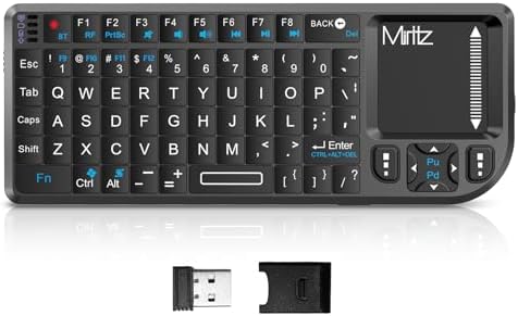 K808 Ultra-Thin Bluetooth Mini Keyboard with Touchpad – Dual Mode Connectivity (Bluetooth 5.1 & 2.4 G) for i Pad, Mac, Windows, Android – Backlit and USB-C Rechargeable – Portable Design for Travel, Office, and Home Use – Effortless Navigation and Enhanced Productivity in Sleek Black