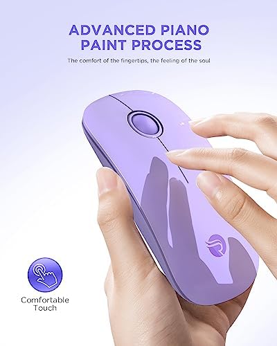 Sleek Purple Wireless Bluetooth Mouse – Effortless Dual Connectivity, 1600 DPI Precision, Whisper-Quiet Clicks, Long Battery Life for Enhanced Productivity and Versatile Device Compatibility