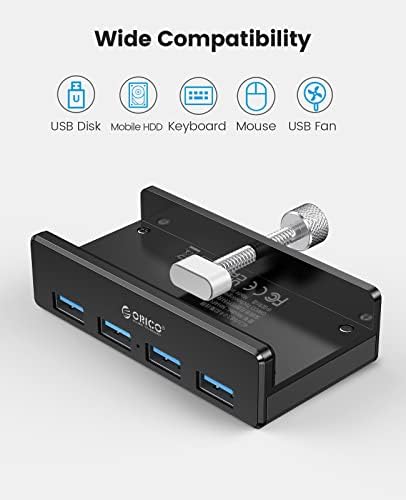 Discover the ORICO Aluminum 4-Port USB 3.0 Hub – Your Essential Desktop Connectivity Solution for Seamless Data Transfer and Enhanced Organization. Featuring a stylish clamp design, this USB splitter effortlessly attaches to your monitor or desk, optimizing your workspace without sacrificing aesthetics. With four high-speed USB 3.0 ports delivering data transfer rates up to 5 Gbps, you can connect multiple devices like external drives and keyboards with ease. The durable aluminum construction not only provides exceptional heat dissipation but also adds a touch of modern elegance to your setup. Included is a generous 4.92 FT USB data cable for increased flexibility and reach. Lightweight and compact, this hub is perfect for both home and office use, ensuring you stay connected wherever you go. Experience superior performance and reliability with the ORICO USB Hub – the perfect blend of functionality and style for tech-savvy professionals. Note: This model does not include a power adapter, making it an ultra-portable accessory for your digital life.