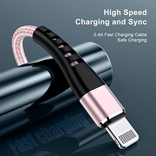 Essri 10 FT Nylon Braided i Phone Charger Cord 2-Pack – Fast Charging Lightning Cable for i Phone 14, 13, 12, 11, X, XS, XR, and 15 – Durable Blue 10 Foot Charging Solution for Ultimate Convenience and Style