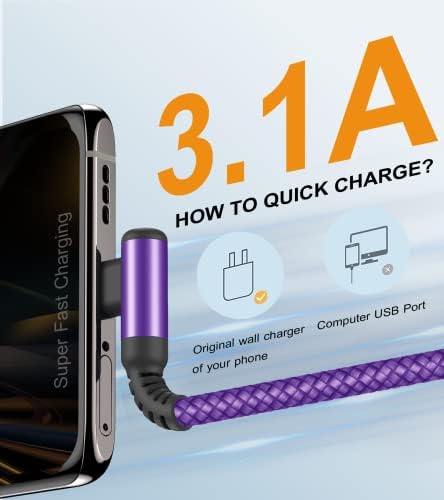 sweguard 10 FT Right Angle USB Type C Charger Cable – Durable Nylon Braided 2-Pack for i Phone 15/16 Pro Max & Samsung Galaxy Models – Enhanced Fast Charging & Tangle-Resistant Design for Ultimate Convenience and Performance