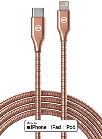 GALVANOX Pet-Proof Lightning to USB-C Charging Cables (2 Pack) – Ultra-Durable Braided Metal Design for i Phone and i Pad – Apple MFi Certified Chew-Resistant 4 Ft. Cord for Fast Charging and Enhanced Device Protection