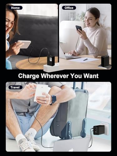 65 W Ga N USB C Wall Charger – Dual Port Fast Charging Station for Mac Book Pro/Air, i Phone 8-16, i Pad Pro/Air, Apple Watch, Galaxy S20-24 – Compact and Foldable Travel Charger in Sleek Black – Optimal Efficiency and Enhanced Device Longevity