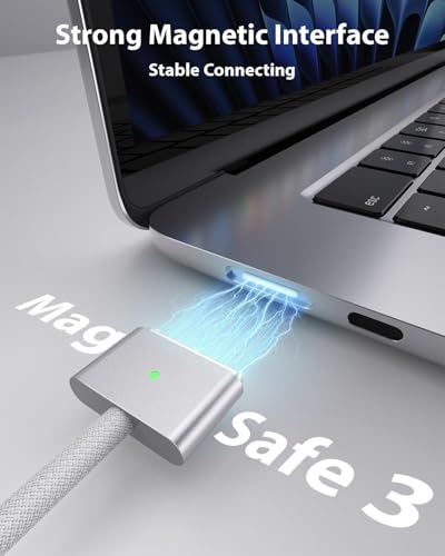 140W Magnetic 3 Cable for MacBook Charging Cable,Compatible with MacBook Air 2023/2022 (M2), Mac Book Pro 2023 (M3, M2, 14-16 inch), Mac Book Pro 2021 (M1, 14-16 inch) 6.6FT (6.6FT) – Enhanced Compatibility and Speed