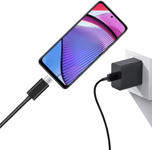 Rapid 18 W Motorola Fast Charger with 5 FT USB-C Cable – Ultimate Charging Solution for Moto G Play, Power, Edge & Stylus Models (2023/2024) – Compact & Portable Design for Efficient On-the-Go Power – Enhanced Compatibility & Reliability for Everyday Use
