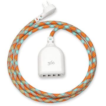Transform Your Charging Routine with the 360 Electrical Habitat 4.8 A 6 ft USB Extension Cord – Versatile 4-Port Power Hub Ideal for i Phone, Android Devices, and Tablets – Stylishly Braided in Eye-Catching Poppy Fields – Fast Charging Capabilities with Superior Device Compatibility for an Organized, Tangle-Free Setup