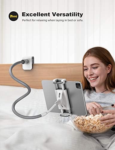 Lamicall Gooseneck Tablet Holder Mount – Ergonomic Adjustable Arm Stand for Hands-Free Viewing of i Pad Pro, Mini, Air & Galaxy Tabs (4.7-10.5″) – Versatile Clip Design for Bed, Desk, and Kitchen Use for Enhanced Comfort and Productivity