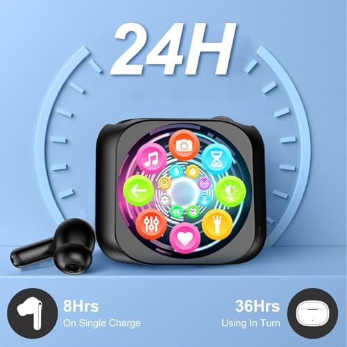 Cutting-Edge Bluetooth 5.4 Wireless Earbuds with Advanced Noise Cancellation & Intuitive Touch Control – IP5 Waterproof for All-Weather Performance, Immersive Deep Bass Sound, and Customizable 6 EQ Settings – Perfect for Active Lifestyles and Daily Use (Sleek Black)