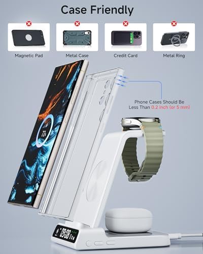 Ultimate 3-in-1 Wireless Charging Dock for Samsung: Fast Charge Galaxy S25 Ultra, Z Flip 7, and Galaxy Watch7 with Compact, Safe Design – Effortless Power-Up for Your Devices Anytime!