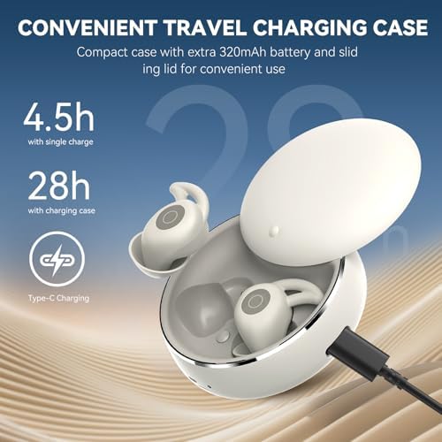 Sleepals Micro Sleep Earbuds for Side Sleepers | Ultra-Comfort Ergonomic Headphones with Moderate Noise Isolation | Lightweight 28 g Design for 28-Hour Playtime – Ideal for Travel, Relaxation, and Restful Sleep in Elegant Beige