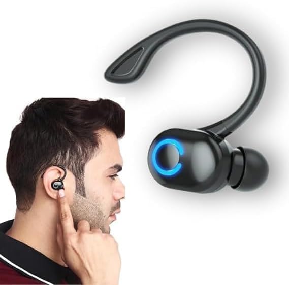 Sleek Single-Ear Bluetooth Headphones for Men – Portable Mini Headset with Premium Mic and Seamless Device Compatibility for Effortless Connectivity – Perfect Audio Solution for Trendsetting Professionals in Black F 05 Design