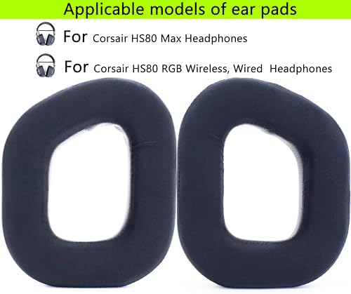 Upgrade Your Audio Experience with Premium HS80 Replacement Ear Pads for Corsair HS80 RGB Wireless Headphones – Soft Elastic Cotton, Ice Cooling Gel, and Memory Foam for Ultimate Comfort and Sound Isolation – Quick Installation Accessory (Classic Black)