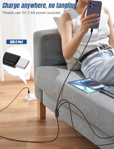 Versatile 3-in-1 i Phone Charger Cable – 6 FT USB C to Lightning with Triple Port Compatibility for i Phone 16/15/14/13/12/11 Pro Max/XS/XR/8 & i Pad Pro/Mini – Fast Charging Solution (2-Pack, Black) for Effortless Multi-Device Power Management