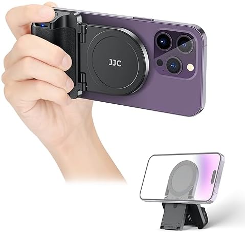 Transform Your Smartphone Photography with the JJC Magnetic Camera Grip Handle – Lightweight Ergonomic Phone Accessory with Wireless Shutter Remote & Tripod Compatibility for i Phone and Android Users, Stylish White Finish for Enhanced Control and Effortless Shooting