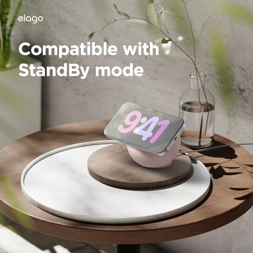 elago MS2 Charging Stand Compatible with MagSafe Charger – Premium Silicone, Compatible with iPhone 16/15/14/13/12 Series, Designed for MagSafe Stand [Black] [Charging Cable Not Included] – Enhanced Compatibility and Speed